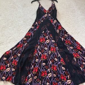 Free People elegant black and red floral maxi dress